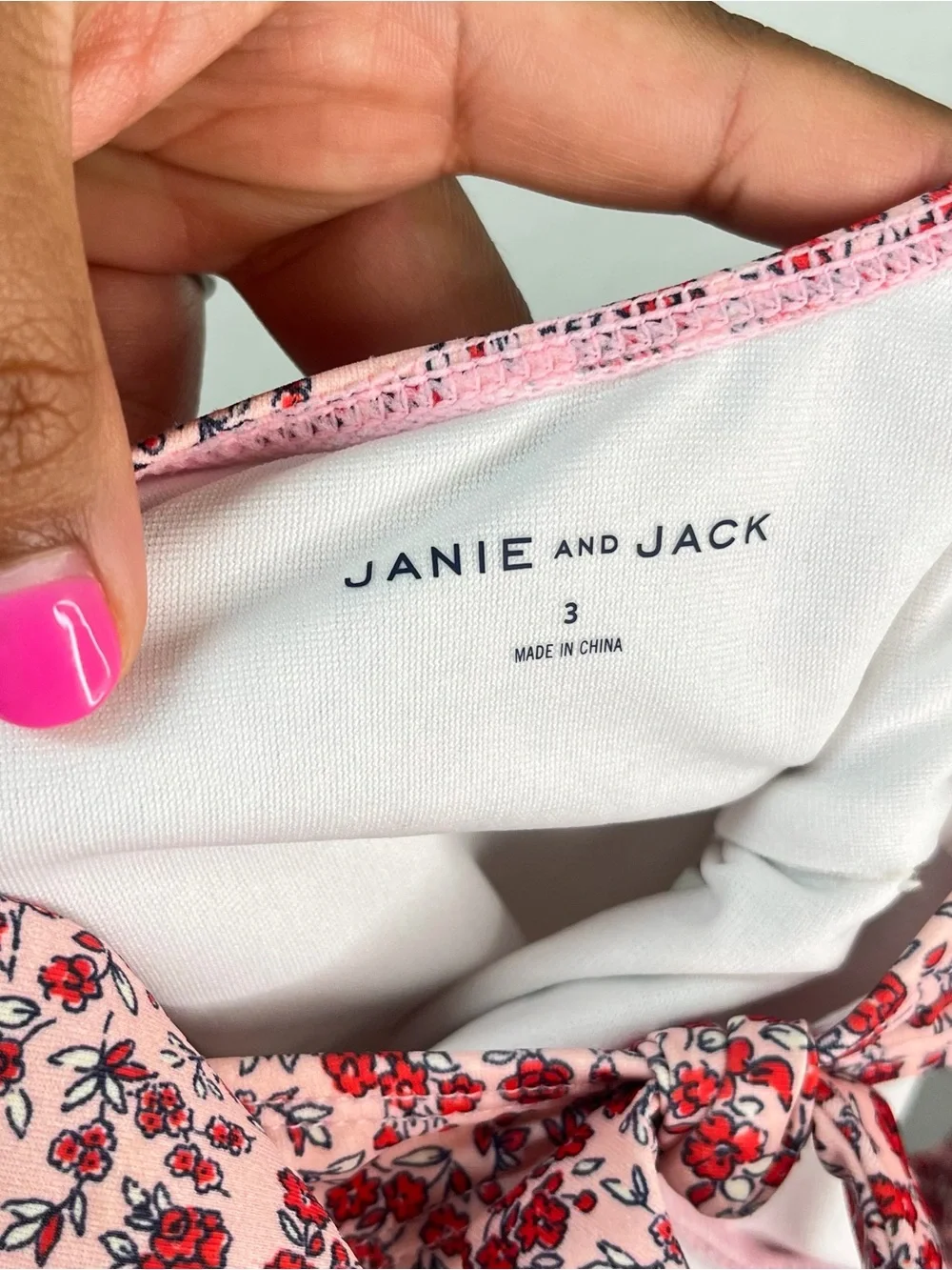 Janie and Jack Pink Floral One-Piece Ruffle Swimsuit